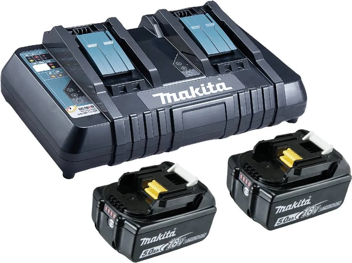 Makita BL1850B + DC18RD Accu & Lader 18V 5Ah - 2x Accu