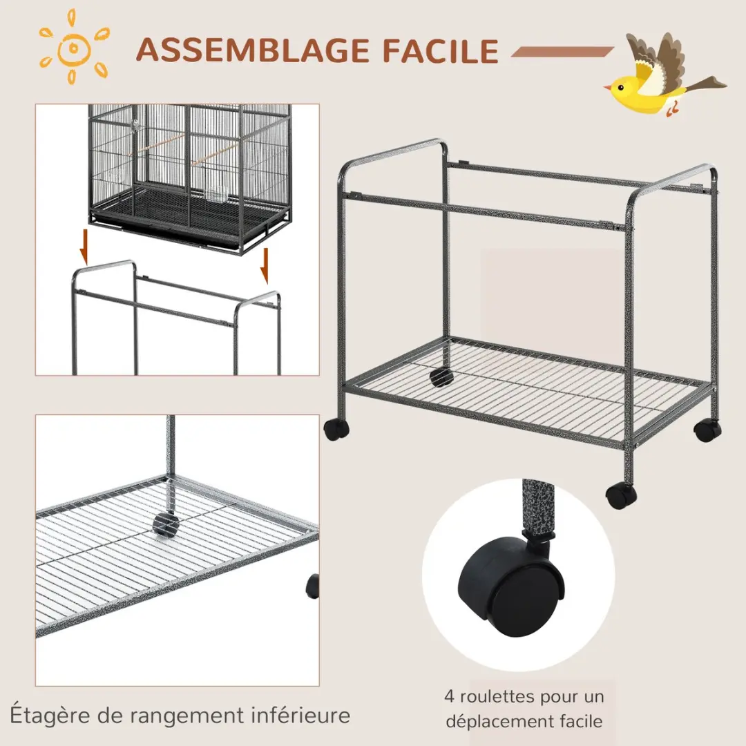 Pawhut Vogelkooi Metaal 77x47x163cm - Grijs