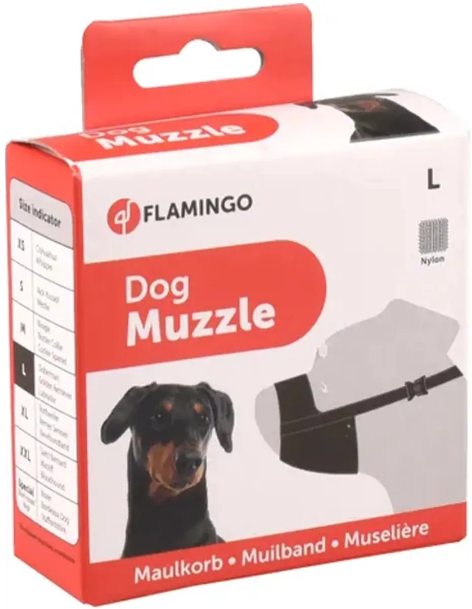 Flamingo Ned Muilband Honden - Nylon - Zwart - 48,5-71cm