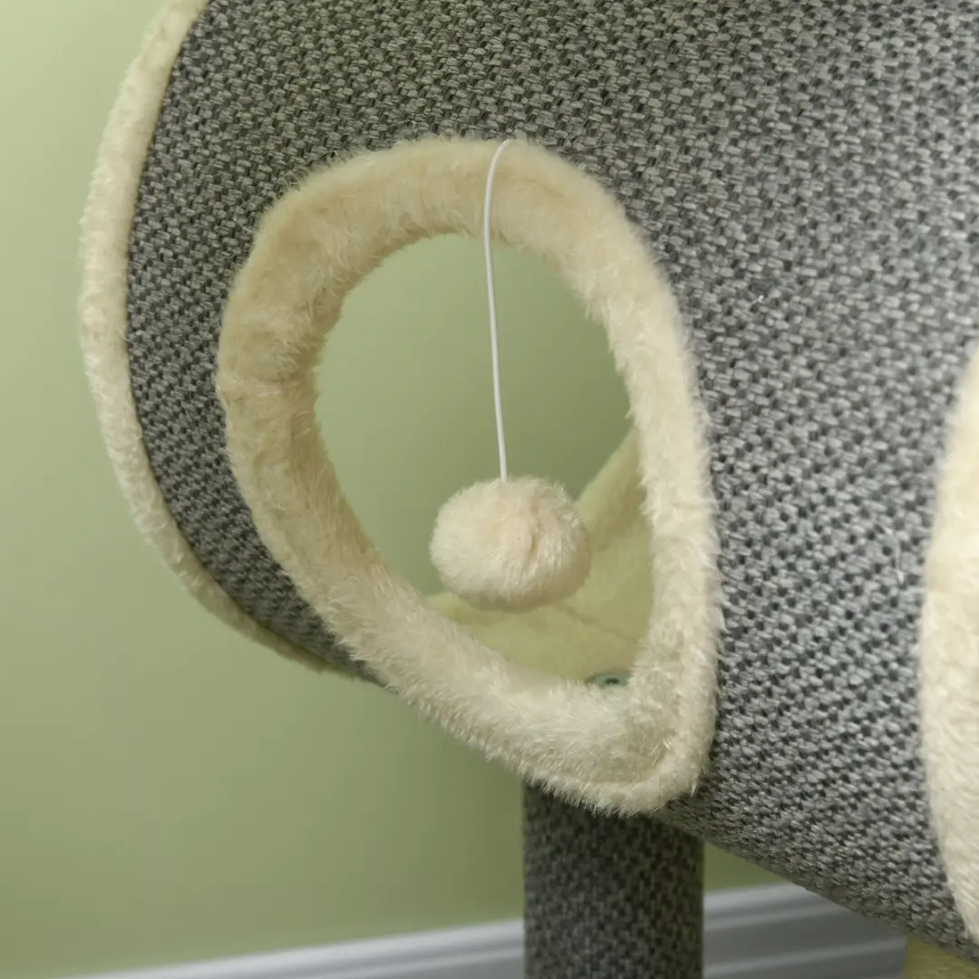 Pawhut Kratzbaum 104cm Kattenboom - 3 Niveaus - 3 Ligplekken - Grau+Beige+Creme