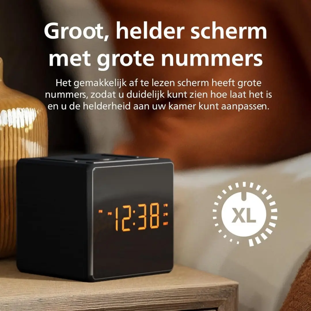 Philips TAR4500 FM-Wekkerradio - Dubbel alarm - USB-C - Zwart