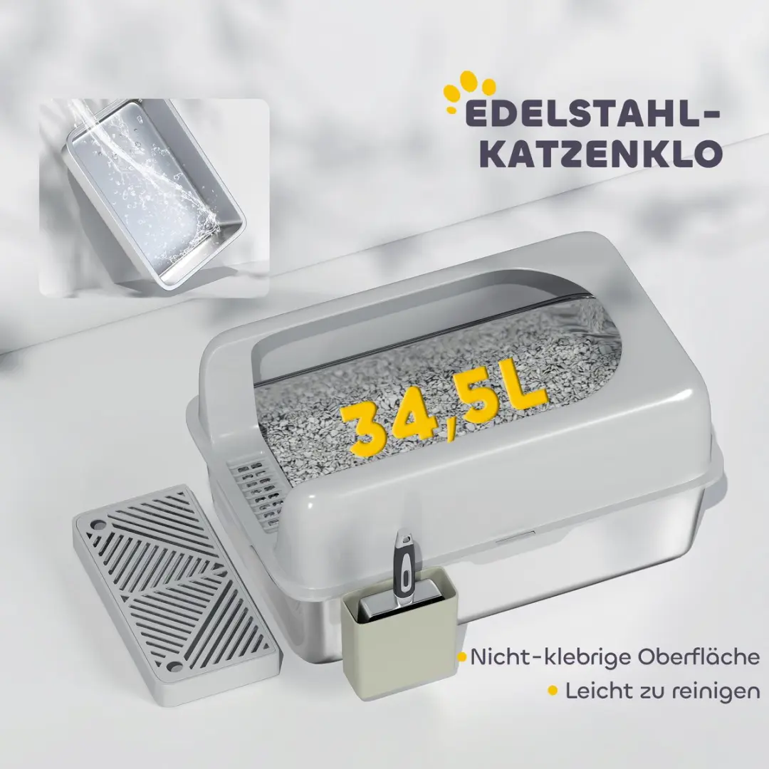 Pawhut Kattenbak ABS - 60L - Hellgrijs