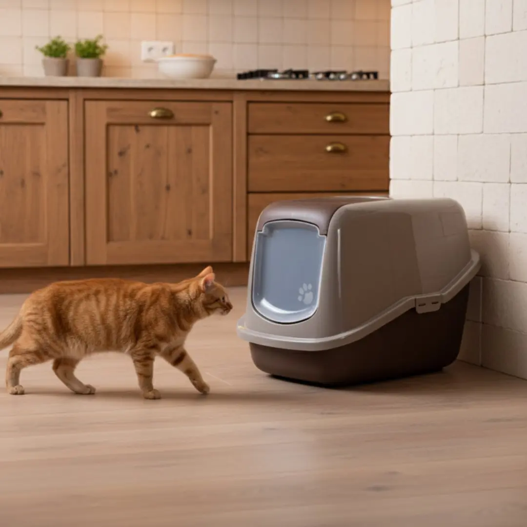 Savic Nestor Kattenbak - Inklapbaar 56x39x38,5cm - Bruin/Warmgrijs