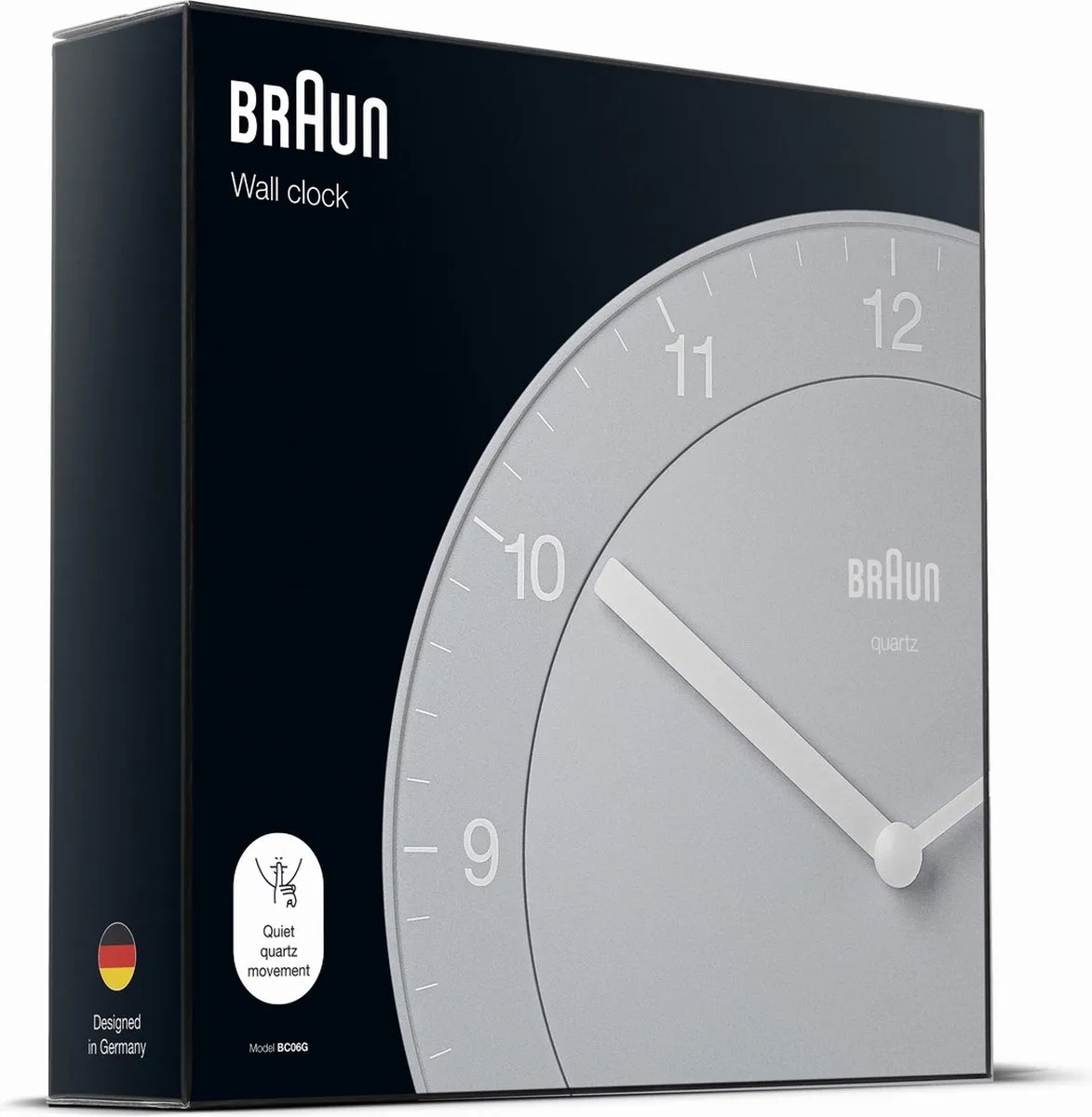 Braun BC06G Wandklok - Analoog 20cm Grijs
