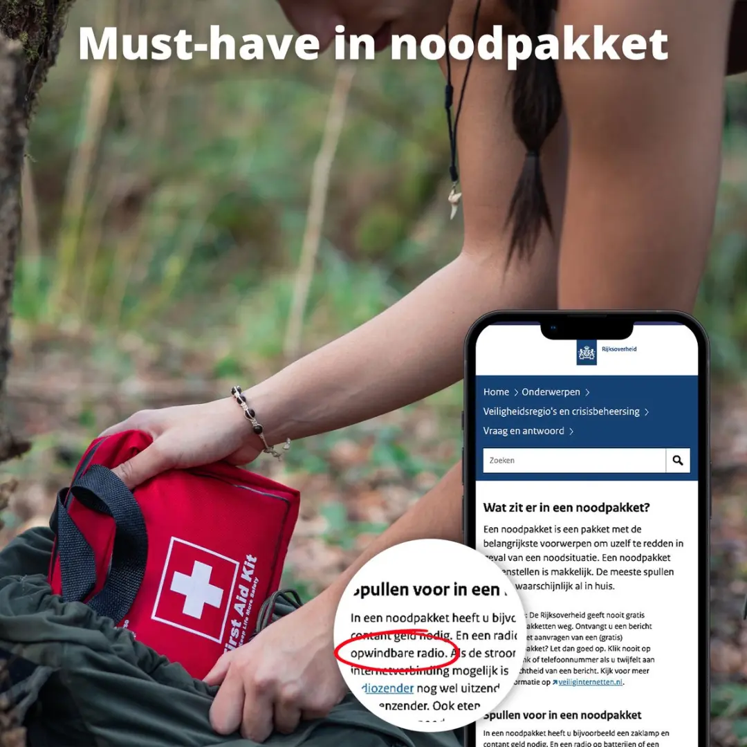 FlinQ RescueWave Noodradio - 5000mAh Powerbank - Zwart/Oranje