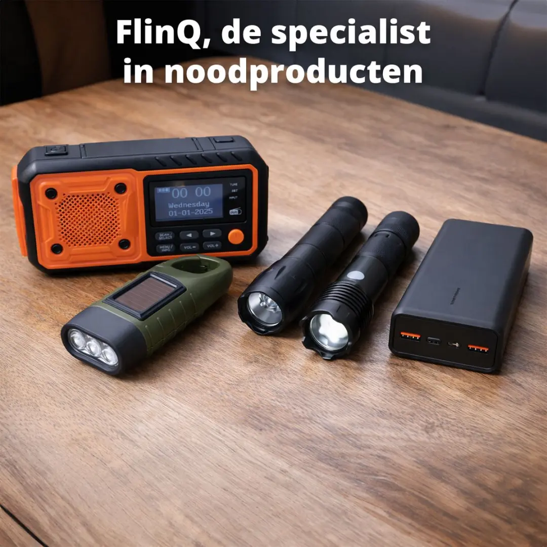 FlinQ RescueWave Noodradio - 5000mAh Powerbank - Zwart/Oranje