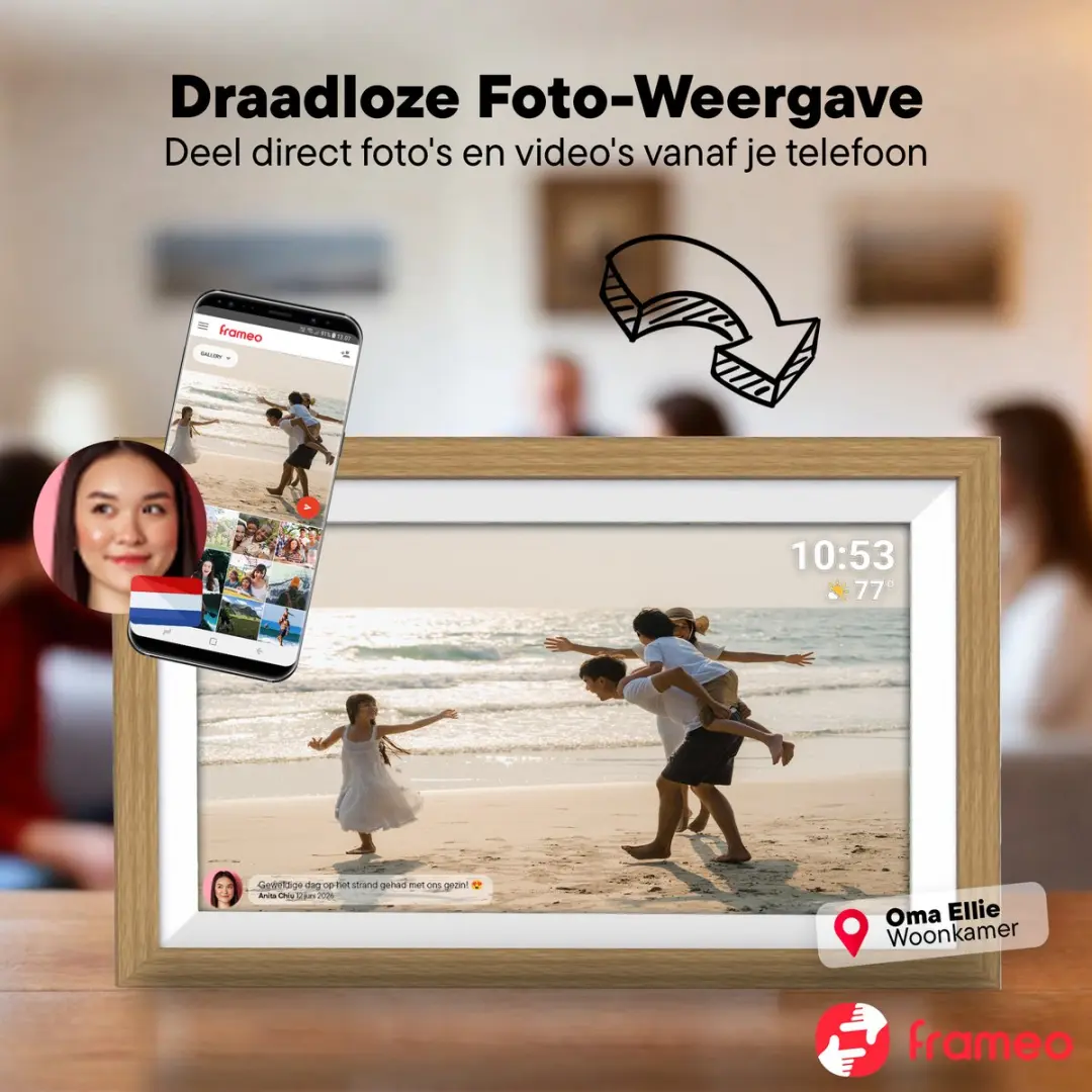 Denver PFF1502LW Digitale Fotolijst 15.6" - Full HD - 16GB - IPS Touchscreen - Houtkleur