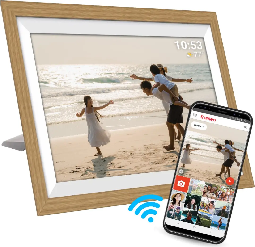 Denver PFF1502LW Digitale Fotolijst 15.6" - Full HD - 16GB - IPS Touchscreen - Houtkleur