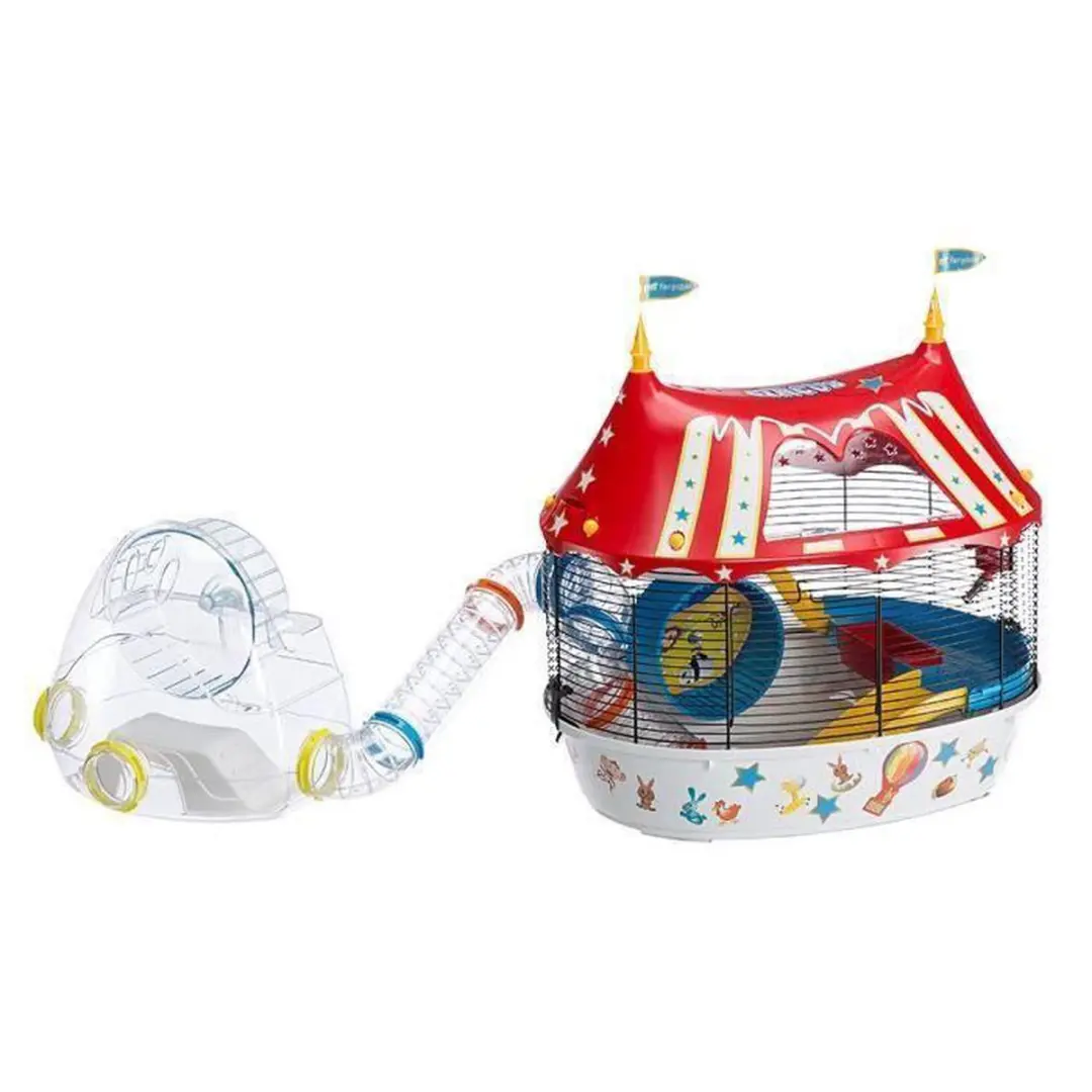 Ferplast Circus Fun Hamsterkooi - 49,5x34x42,5cm - Wit/Rood