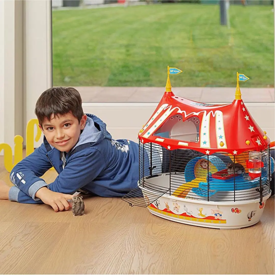 Ferplast Circus Fun Hamsterkooi - 49,5x34x42,5cm - Wit/Rood