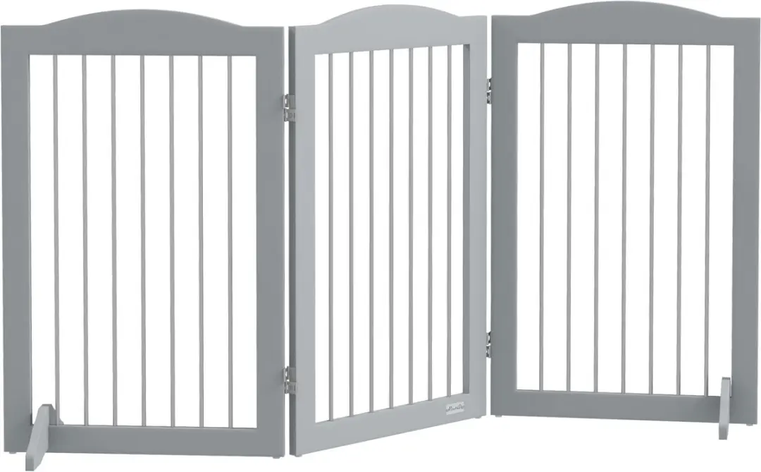 PawHut-Pet Gate-Acier-154x30x80cm-Gris