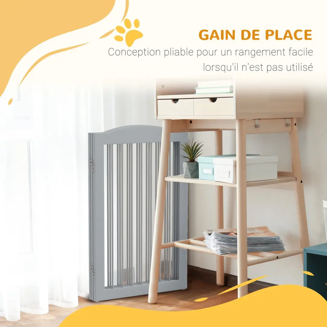 Pawhut Acier Huisdierpoort 154x30x80cm - Grijs - afbeelding 6 van 6
