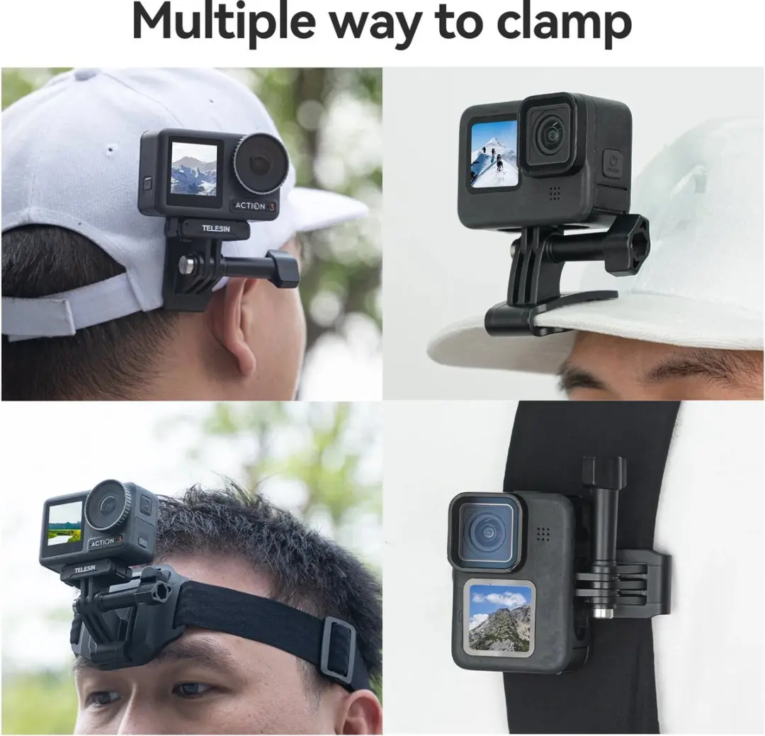 Telesin Hoofdband voor GoPro/DJI/Insta360 - Zwart