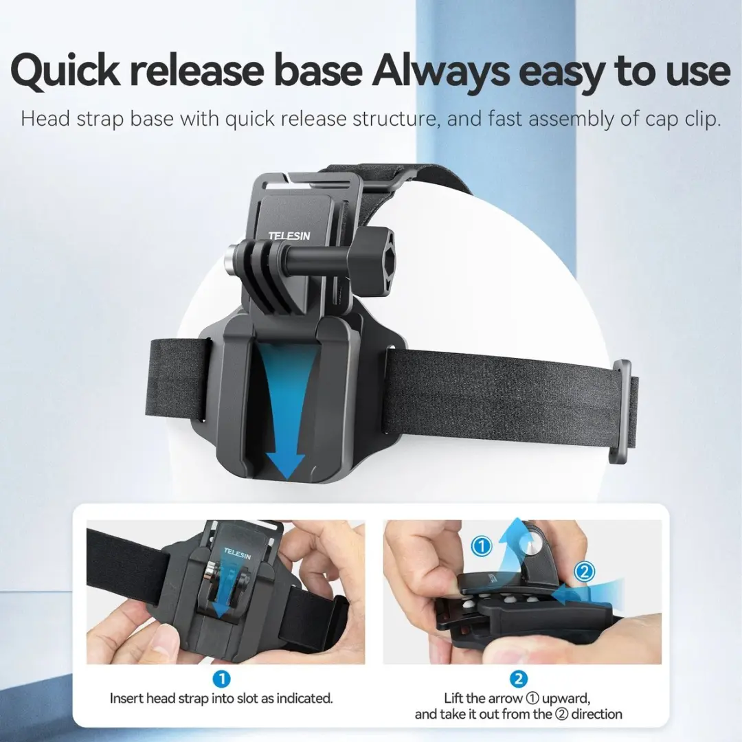 Telesin Hoofdband voor GoPro/DJI/Insta360 - Zwart