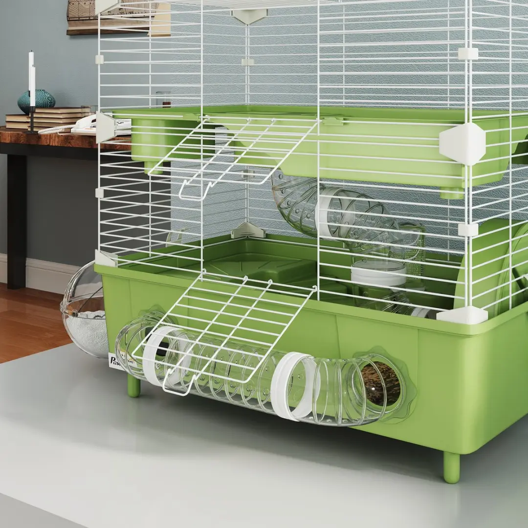 Pawhut Hamsterkooi 44,5x28x44cm - Groen/Wit