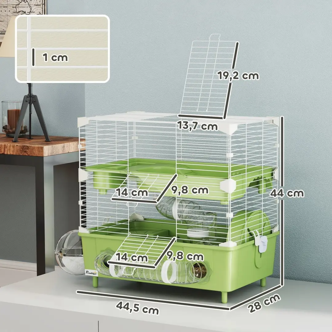 Pawhut Hamsterkooi 44,5x28x44cm - Groen/Wit