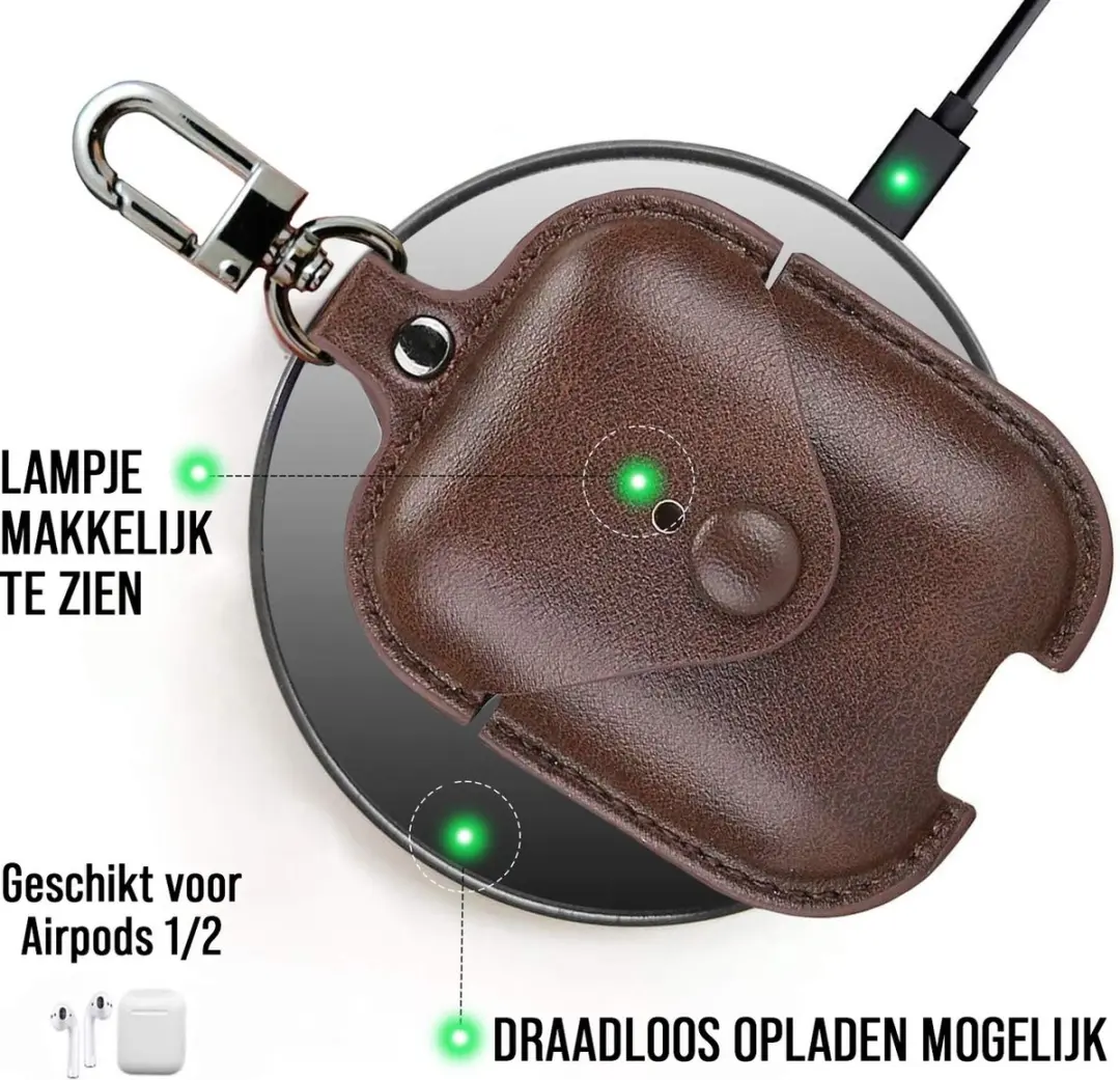 NUVEX Hoesje AirPods Pro 2 - Donkerbruin Leer - afbeelding 6 van 6