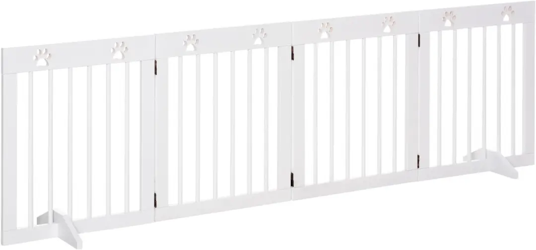 PawHut-Huisdierhekje-Grenenhout-204x30x61cm-Wit