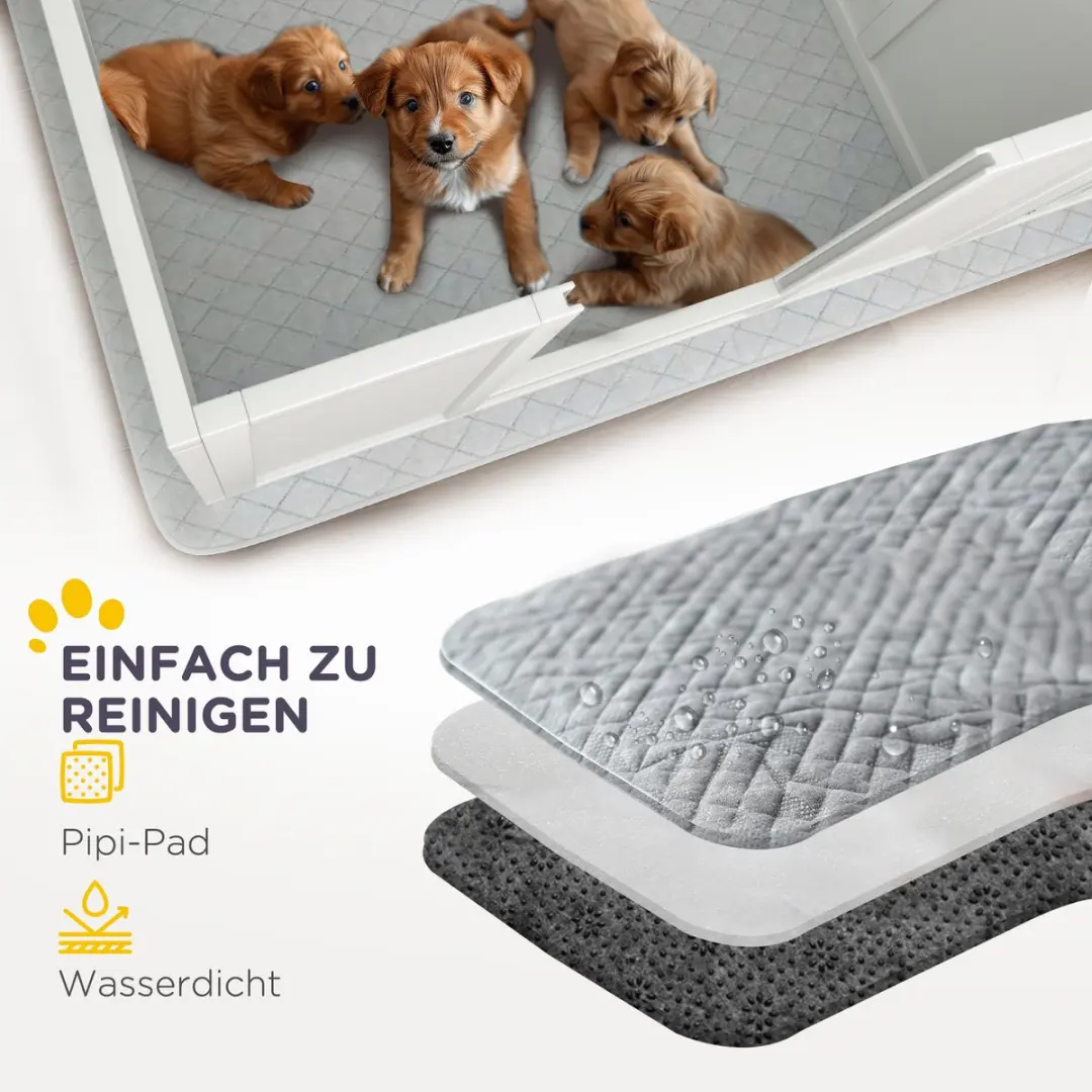 Pawhut Wurfkiste 160x80x50cm - Welpenuitloopbox Wit