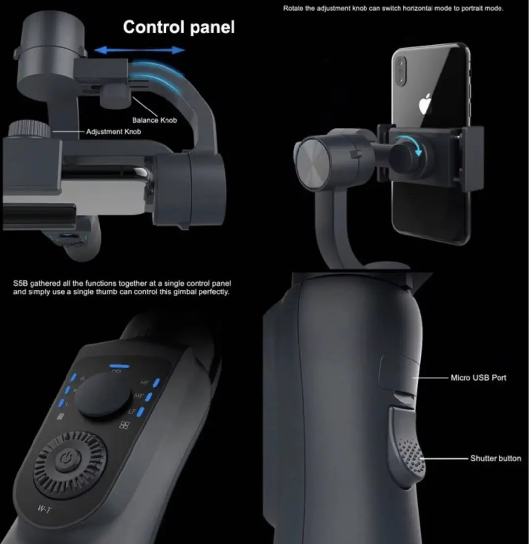Axis BS5 3-Axis Handheld Gimbal - Smartphone/Actioncam - 400mAh - Zwart/Rood - afbeelding 6 van 6