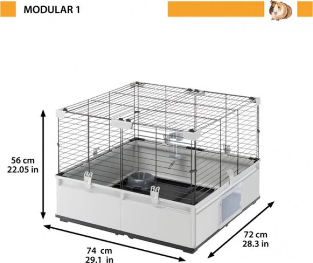 Ferplast Modular 1 Knaagdierkooi - Grijs/Zwart