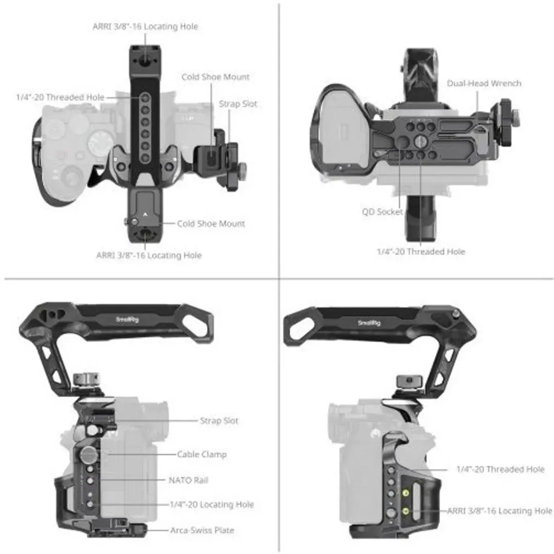 SmallRig 6030 Rhinoceros Cage Kit - Sony Alpha 7 V/7R V/7 IV - Zwart