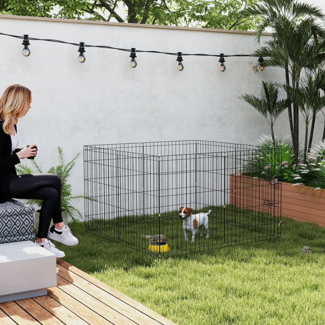 Pawhut Puppyren voor Honden 159x159x76cm - Zwart