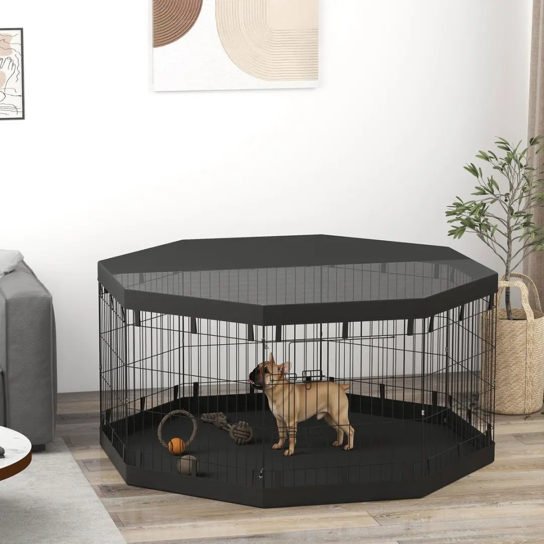 Pawhut Puppyren voor Honden 159x159x76cm - Zwart