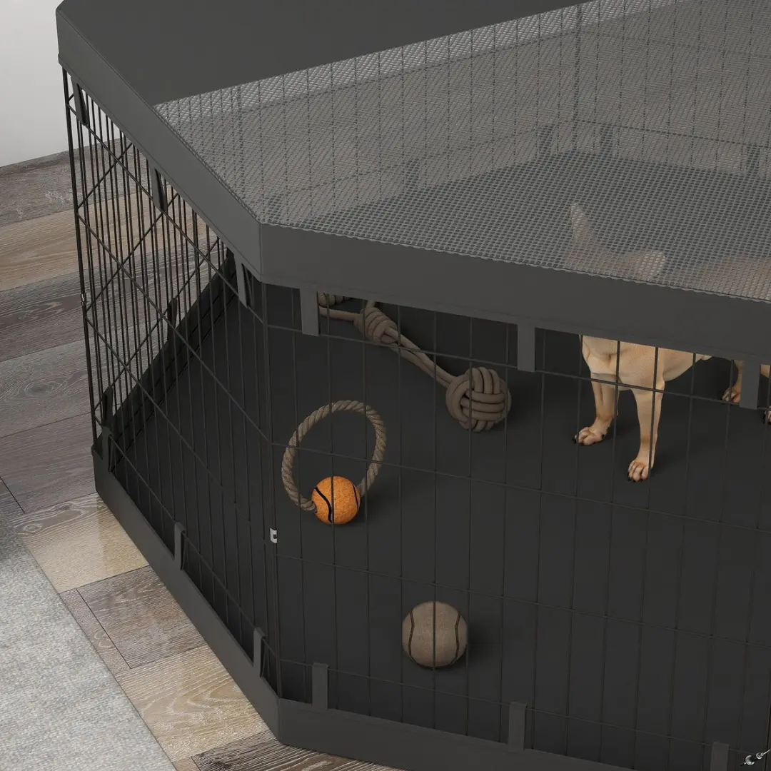 Pawhut Puppyren voor Honden 159x159x76cm - Zwart
