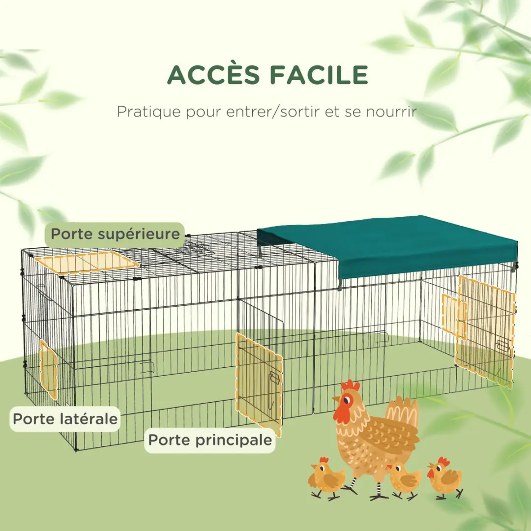 Pawhut Kooi voor kleine dieren 220x85x70cm - Groen