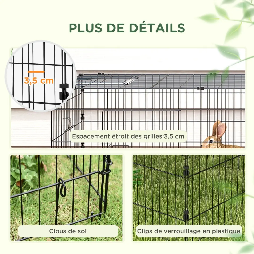 Pawhut Kooi voor kleine dieren 220x85x70cm - Groen