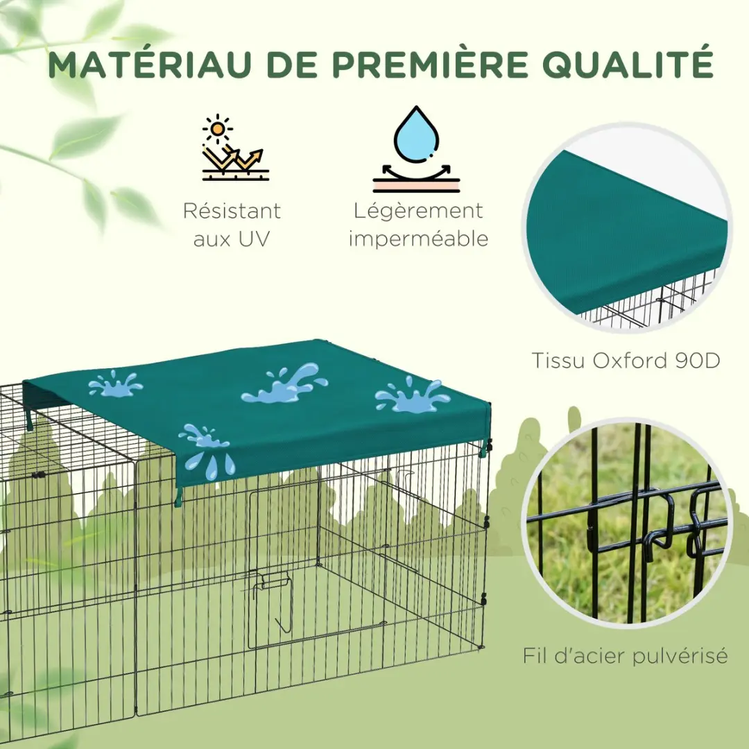 Pawhut Kooi voor kleine dieren 220x85x70cm - Groen