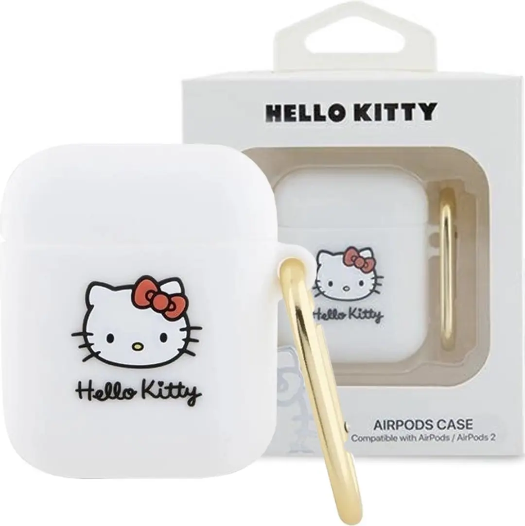 Hello Kitty 3D Siliconen Hoes AirPods 1/2 - Wit