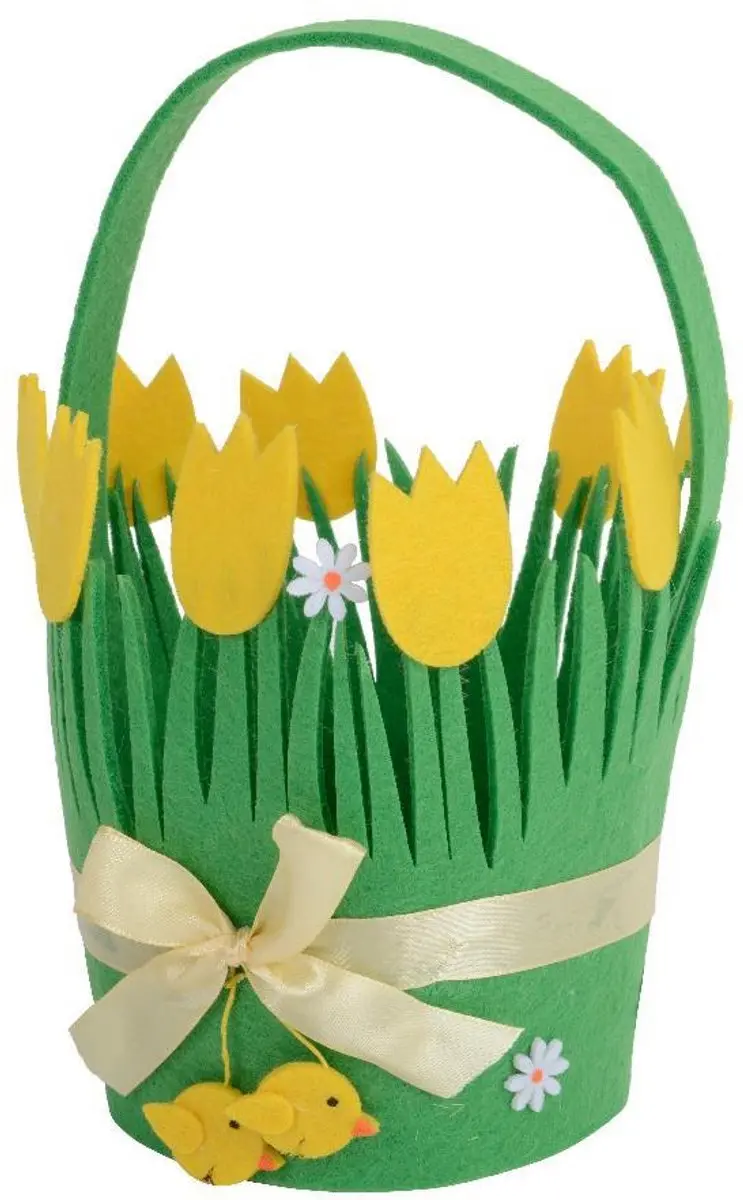Decoris Vilt Pasenmandje - Groen
