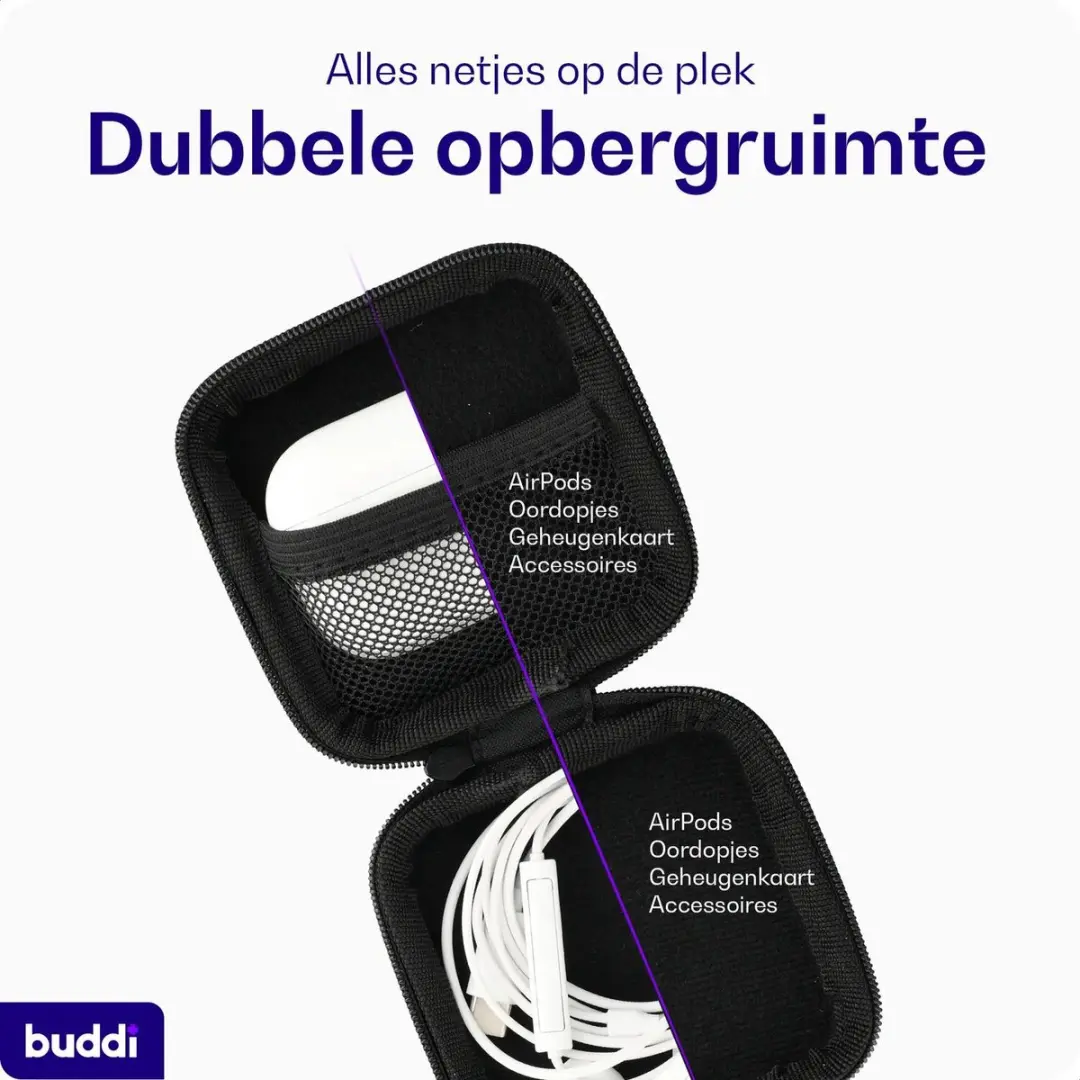 Buddi Sorted Organizer Hoesje - Oordopjes - 8x8x3cm - Zwart