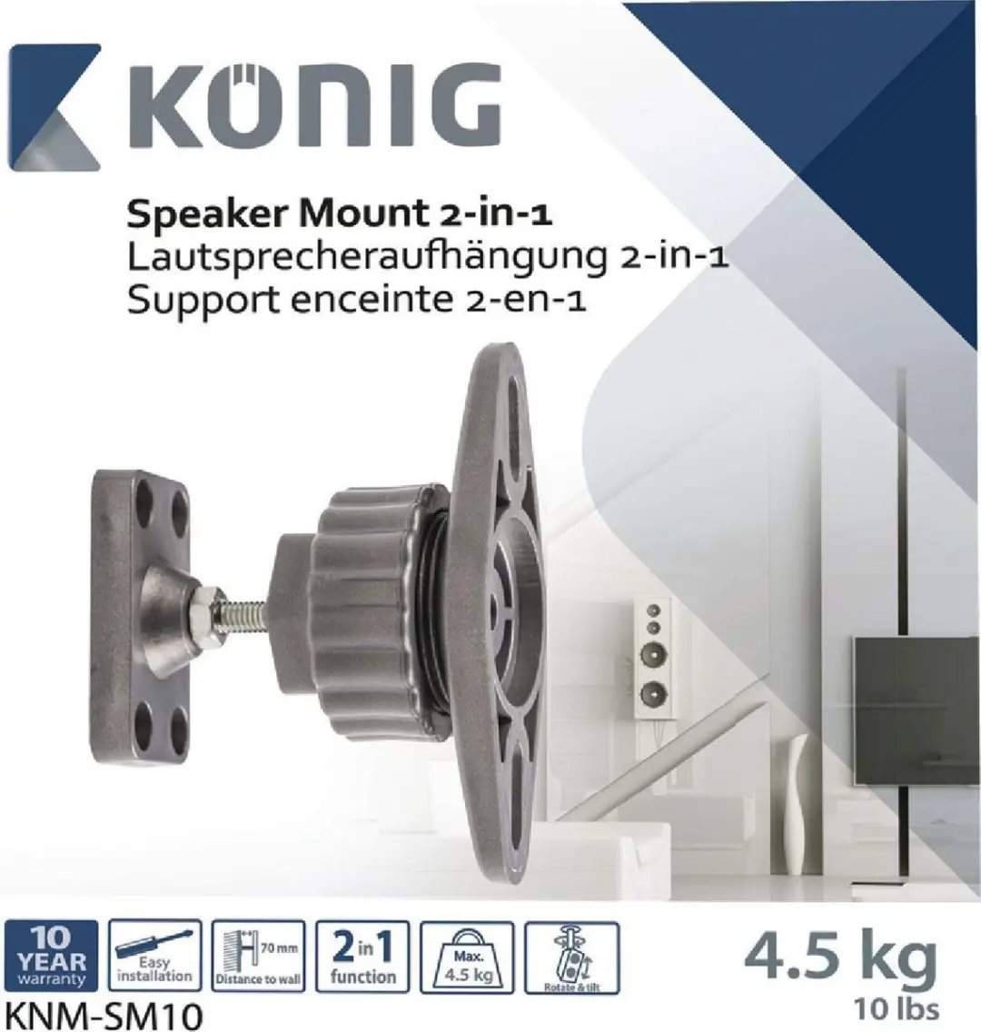 König KNM-SM10 Speakersteun - Muur - Zilver