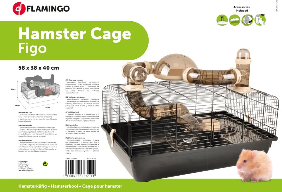 Flamingo Figo Hamsterkooi 58x38x40cm - Multikleur