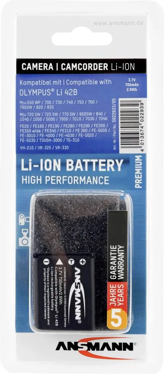 Ansmann Li 42B/40B Li-ion Accupack 650mAh