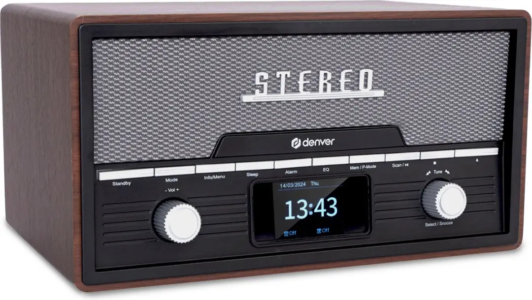 Denver MDA525 DAB Radio CD Speler - 20 Voorkeuzezenders - Darkwood