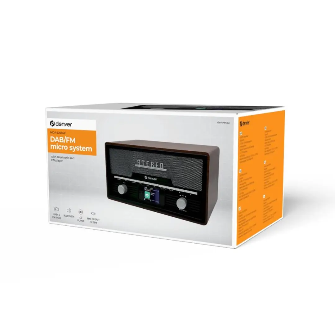 Denver MDA525 DAB Radio CD Speler - 20 Voorkeuzezenders - Darkwood