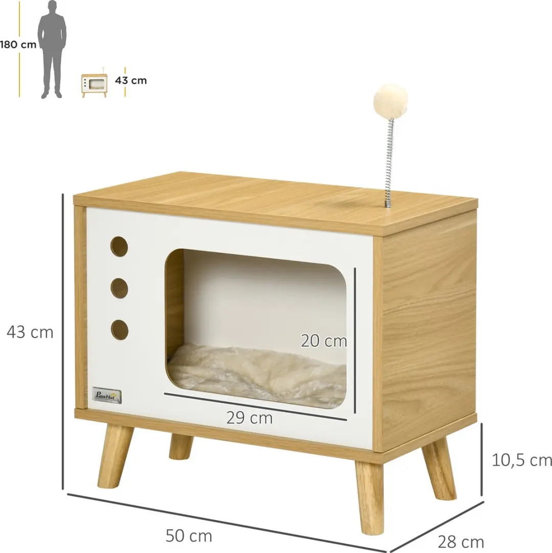Pawhut Kattenhuis D30-595V00 - Eiche/Beige/Weiß
