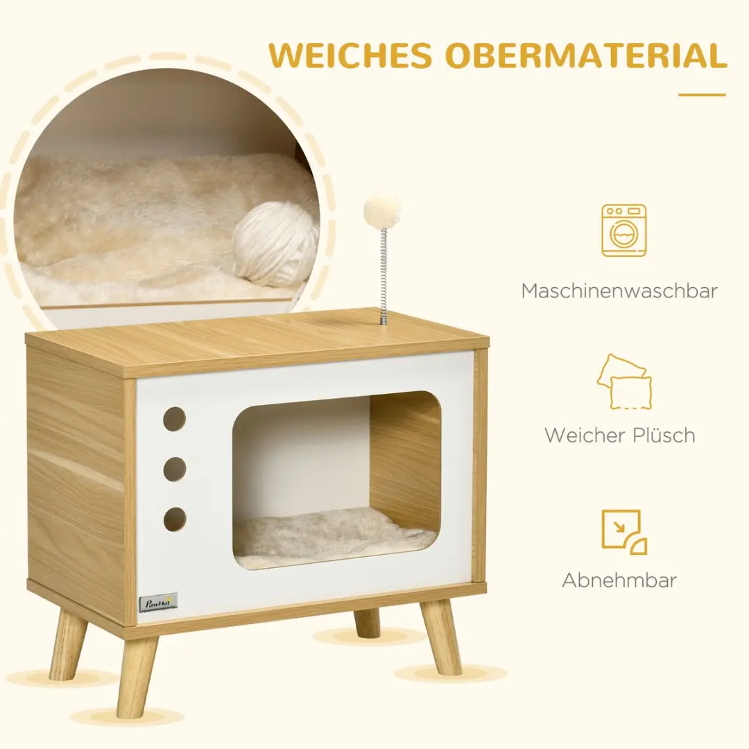 Pawhut Kattenhuis D30-595V00 - Eiche/Beige/Weiß