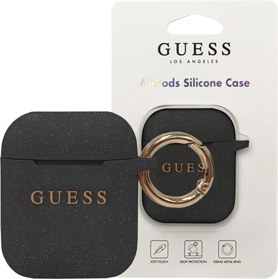 Guess Silicone Hoesje Apple AirPods 1/2 - Zwart