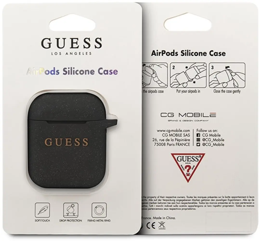 Guess Silicone Hoesje Apple AirPods 1/2 - Zwart