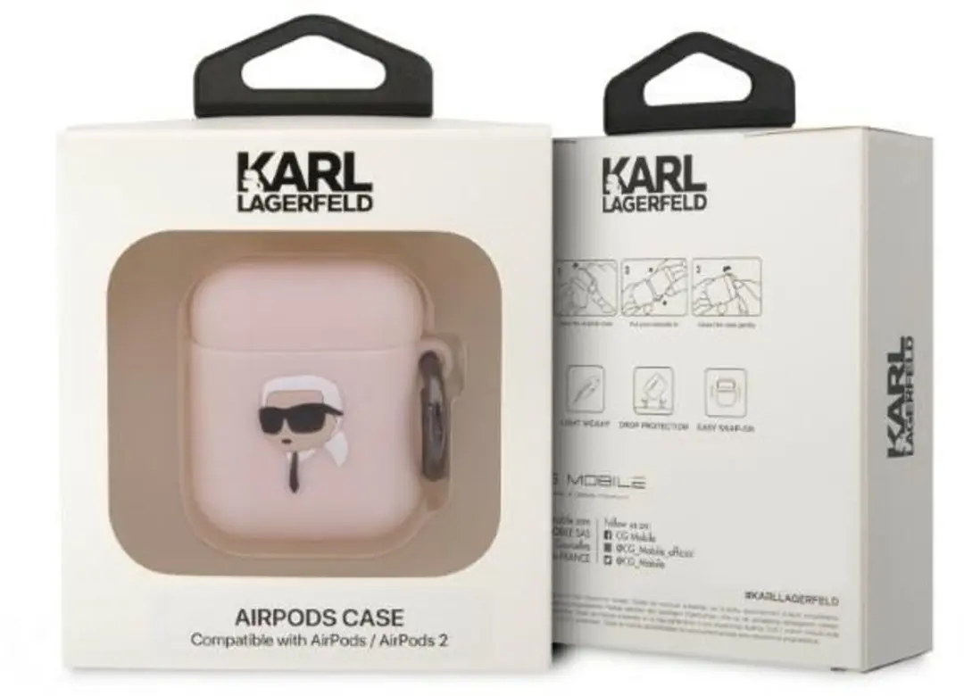 Karl Lagerfeld KLA2RUNIKP Hoesje AirPods 1/2 - Roze