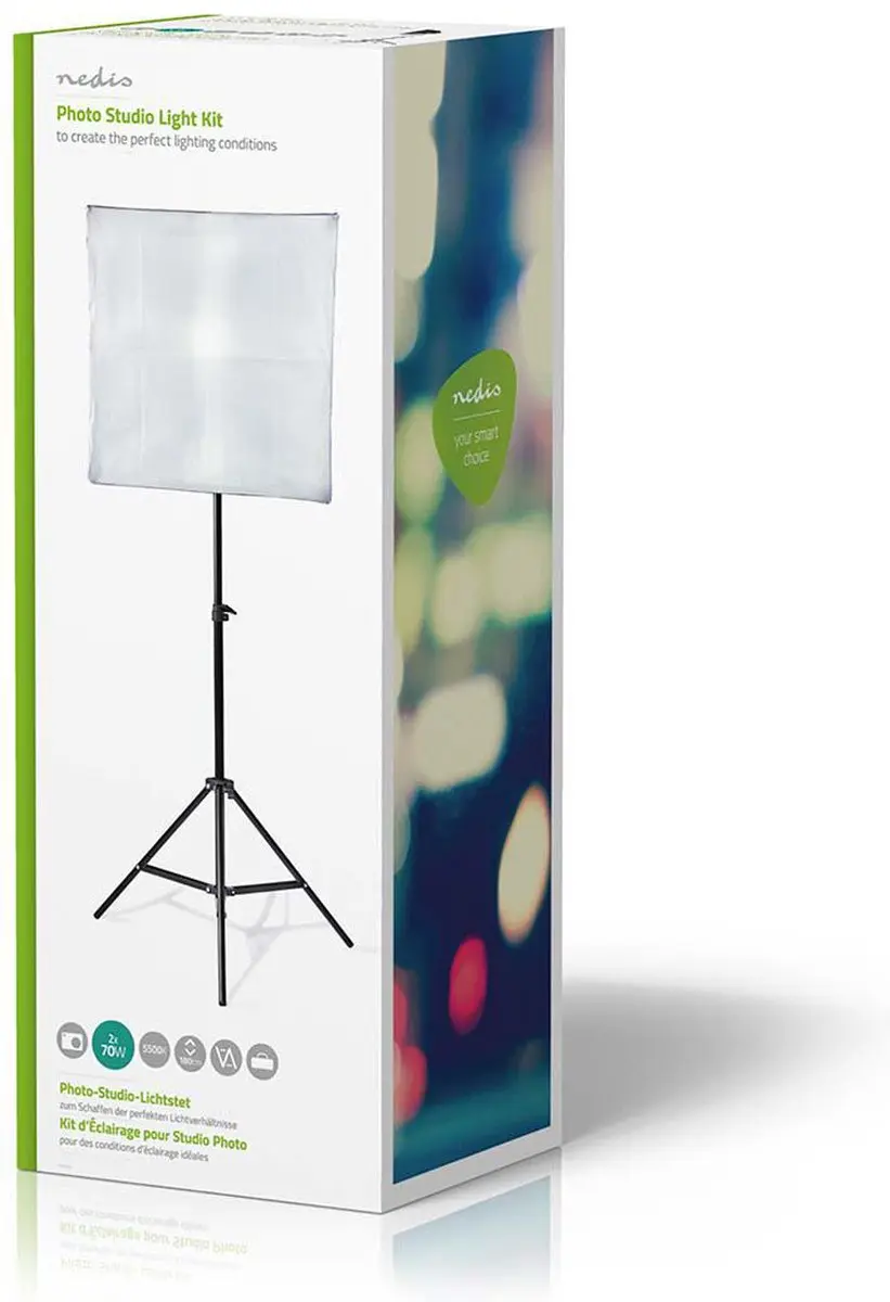 Nedis SLKT10BK Fotostudio Lampenset 2x - 70W 5500K - 4000lm - Zwart