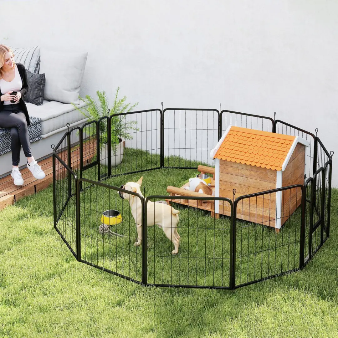 Pawhut Huisdierenspeelpen 168x168x60cm - Zwart