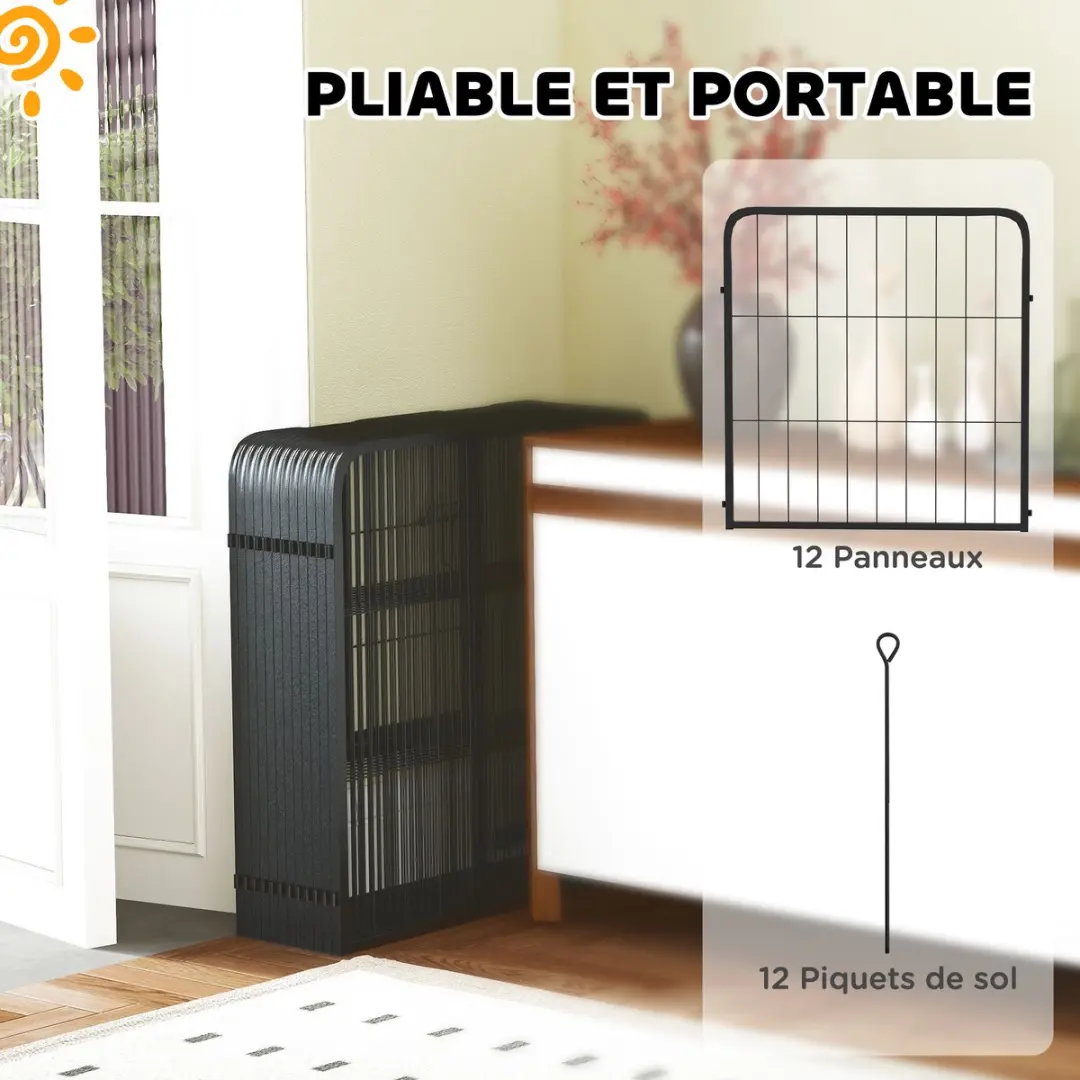 Pawhut Huisdierenspeelpen 168x168x60cm - Zwart