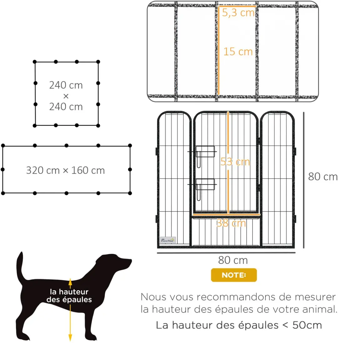 Pawhut Speelbox Huisdieren 240x240x80cm - Grijs