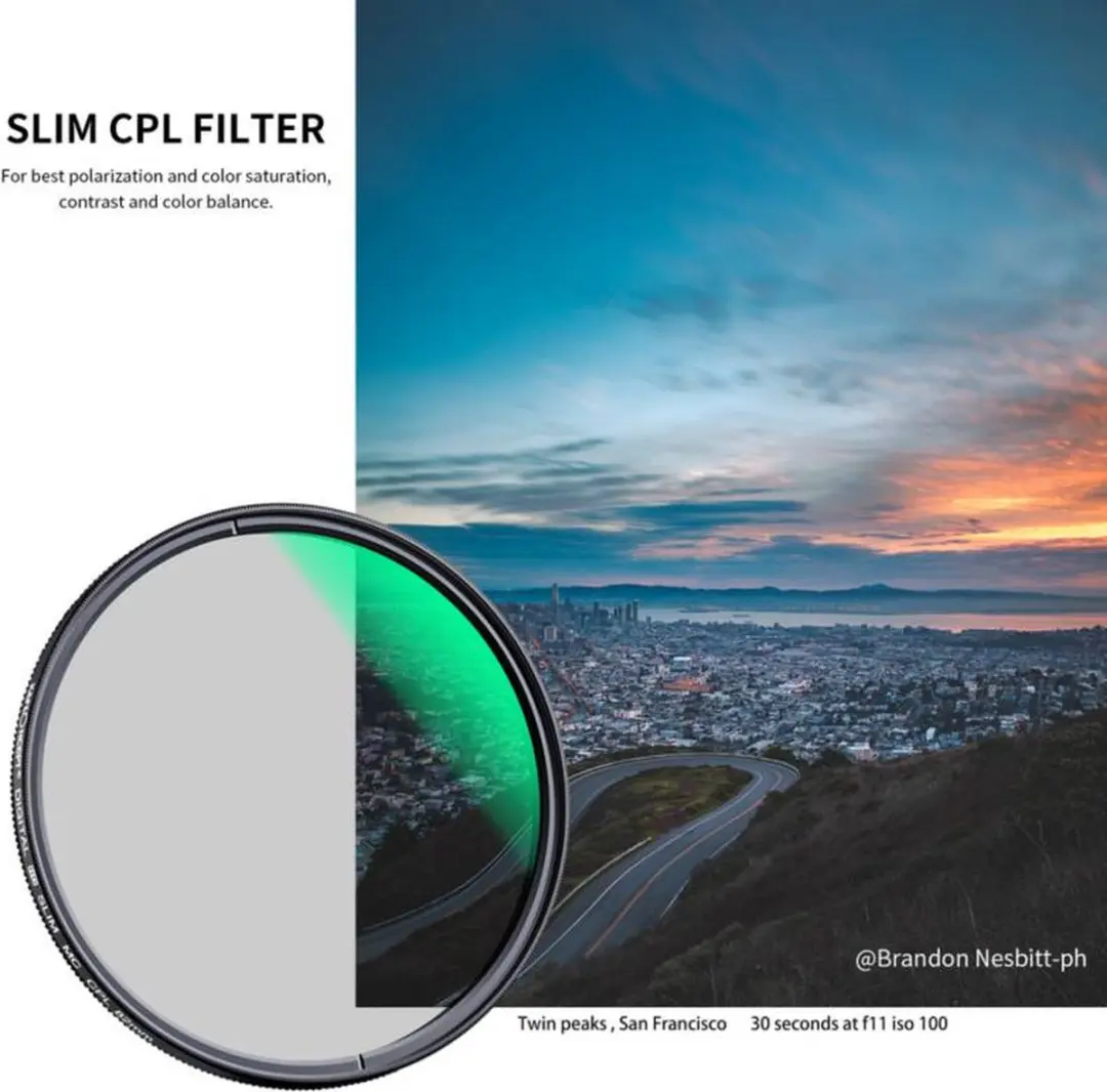 K&F Concept KF-01.1160 Circulair Polarisatiefilter 77mm - Zwart